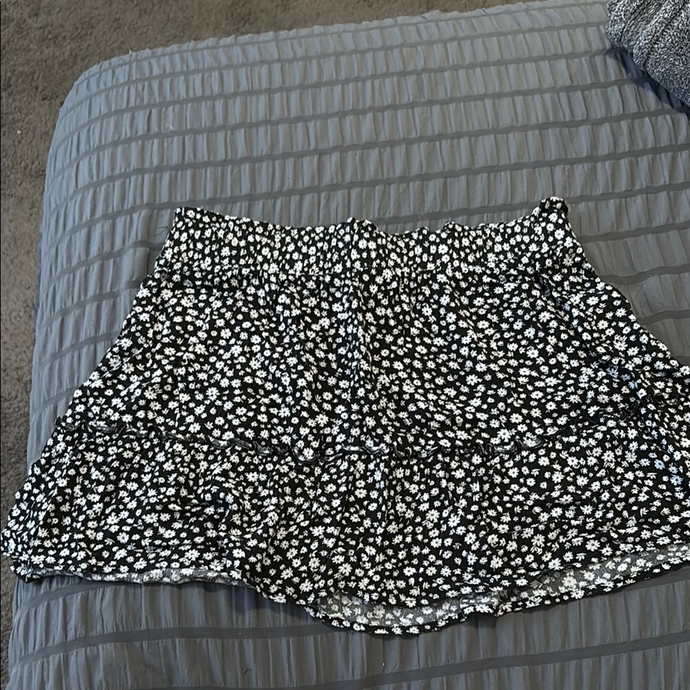 Black and White Floral Skirt